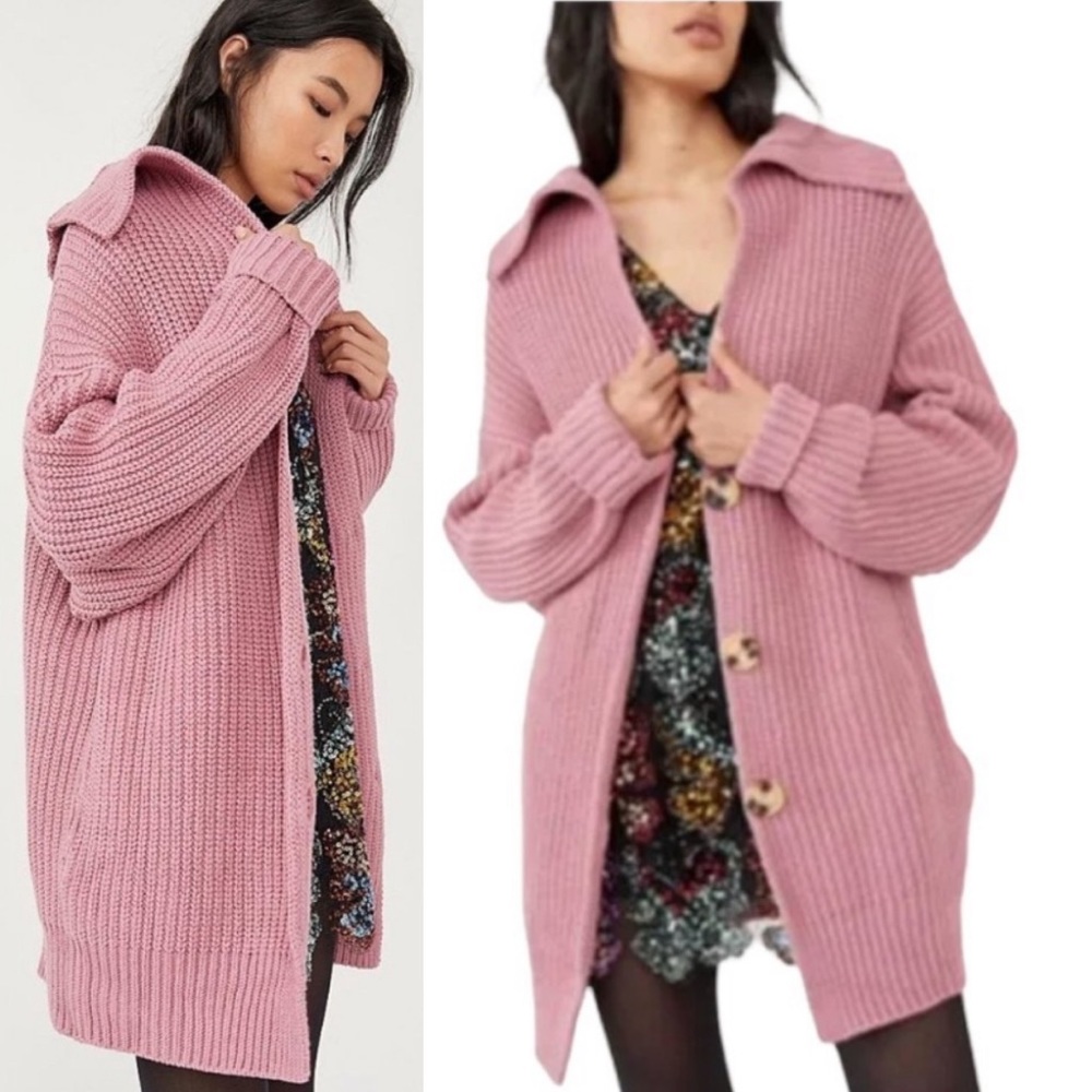 🔖 M FREE PEOPLE Swim Too Deep Cardi Cardigan in Smoked Pink